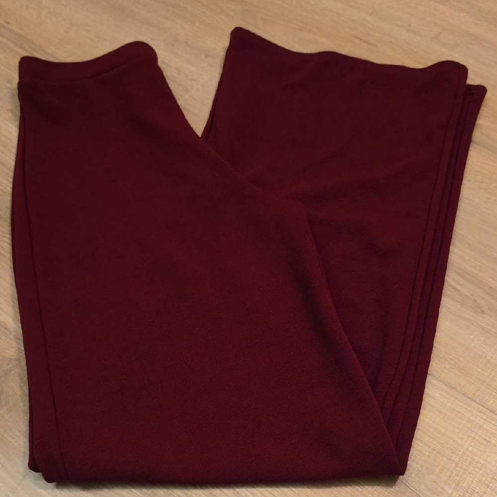 Boohoo Wine Flare Stretchy Pants